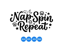 Hand Lettered Nap Spin Repeat Svg Design For Crafts Product Image 1