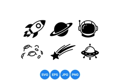 Hand Drawn Space Icon Clipart for Crafts Product Image 1