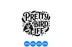 Hand Drawn Pretty Bird Life Typography Design Product Image 1