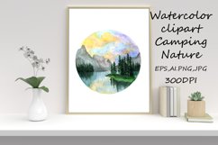 Watercolor Clipart Geometric Camping Travel. EPS,AI,JPG,PNG Product Image 1