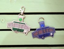 ITH Pop Up Camper Vinyl Key Fob or Bag Tag - Snap Tab Machine Embroidery Product Image 3