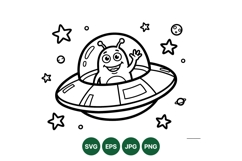 Cute Alien Spaceship Vector Illustration Design Product Image 1