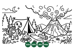 Cute Camping Turtle Outdoor Scene SVG Design Product Image 1