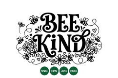 Hand Drawn Bee Kind Floral SVG Illustration Art Product Image 1