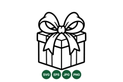 Outlined Gift Box Vector Clipart For Holiday Greeting Product Image 1