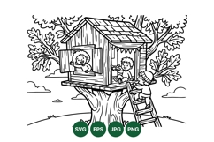 Hand Drawn Kids Treehouse Outdoor Illustration Design Product Image 1