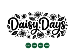 Hand Lettered Daisy Days Floral Typography Design Product Image 1