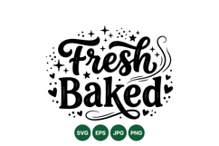 Hand Lettered Fresh Baked Typography Clipart Design Product Image 1