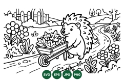 Hand Drawn Hedgehog With Autumn Leaves Clipart Product Image 1