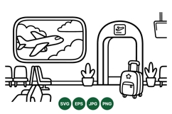 Minimalist Airport Travel Illustration Clipart Product Image 1