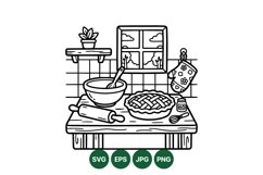 Hand Drawn Cozy Kitchen Baking Clipart Illustration Product Image 1