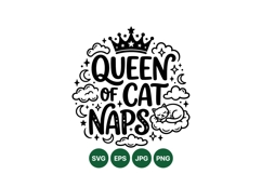 Cute Queen Of Cat Naps Funny Svg Design Product Image 1