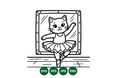 Adorable Ballerina Cat Svg Dance Illustration Product Image 1