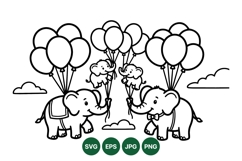 Hand Drawn Elephant Balloon Clipart For Kids Product Image 1