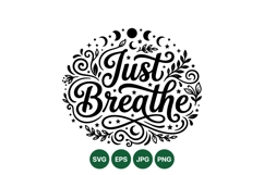 Inspirational Just Breathe SVG Clipart Design Product Image 1