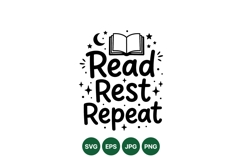 Read Rest Repeat Motivational SVG Typography Design Product Image 1