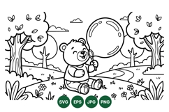 Cute Bear Blowing Bubble Vector Illustration Product Image 1