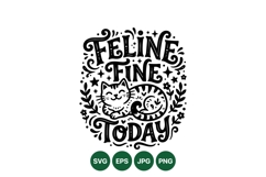 Hand Drawn Feline Fine Cat SVG Clipart Product Image 1