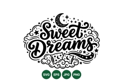 Hand Drawn Sweet Dreams Typography Design For Crafts Product Image 1