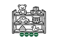 Line Art Kids Toy Shelf Svg Illustration Product Image 1