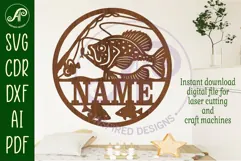 Black crappie fishing name sign svg laser cut template Product Image 2