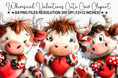 whimsical valentine cow clipart Product Image 1