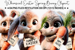 Easter Cute Whimsical Bunny Clipart PNG Product Image 1