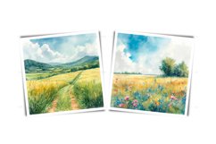 Watercolor field with meadow flowers - wildflowers JPG Product Image 3