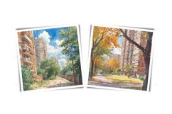 Watercolor Russia cityscapes clipart - residental areas JPG Product Image 3