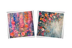 Watercolor wall of flowers clipart - grunge scrapbooking JPG Product Image 3