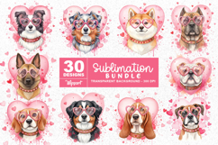 Cute Valentine Dogs with Heart Glasses PNG Bundle Product Image 3