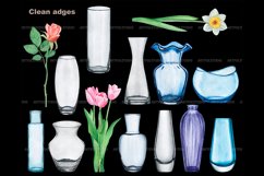 Watercolor glass vases clipart set - Flower vases PNG Product Image 7