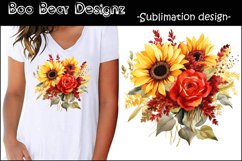 Watercolor Sunflowers and Rose Sublimation design Product Image 1