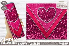 Valentine Sequin Heart 20 oz Sublimation Tumbler Wrap Png Product Image 1