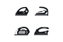 Smoothing iron drag icons set, simple style Product Image 1