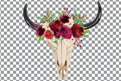 Watercolor Floral Bull Skull clipart, Indian Tribal vector Product Image 2