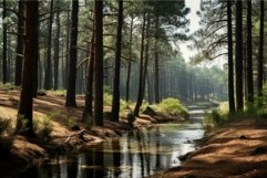 Tranquil forest creek at sunrise Product Image 1