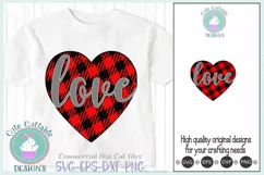 Valentines day svg Buffalo Plaid LOVE Heart SVG Cut file Product Image 1