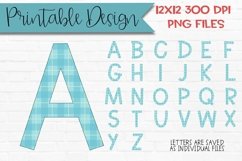 Teal Plaid Sublimation Alphabets Printable Designs Product Image 1