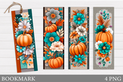 Pumpkin Bookmark Design. Fall Bookmark Printable Product Image 1