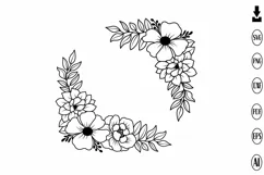 Flowers Svg, Floral Corner Svg, Floral Border Svg Product Image 1