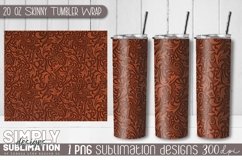 Tooled Leather Sublimation Tumbler Wrap| 20oz | Png Product Image 1
