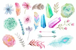 Watercolor Bohenian Nature Set - Free Design of The Week Product Image 2