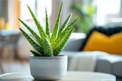 Fresh aloe vera plant in modern living room Product Image 1
