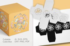 Cuttable Cube Favor Box with Flower Motif Template SVG EPS Product Image 3