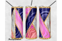 Gold Marble Glitter 20oz Skinny Tumbler Sublimation Design Product Image 1