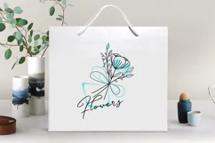 Bouquet flowers Vector Logo Pink and Blue, EPS, PNG, SVG Product Image 2