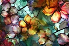 Stained Glass Flowers Background Wallpaper Product Image 1