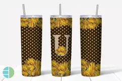 Sunflower Monogram Skinny Tumblers Alpha Sublimation Design Product Image 22