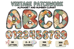 Vintage Patchwork Alphabet PNG Letters &amp; Numbers Product Image 1